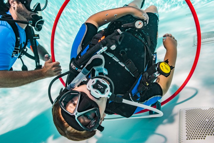 a person in a swimming pool