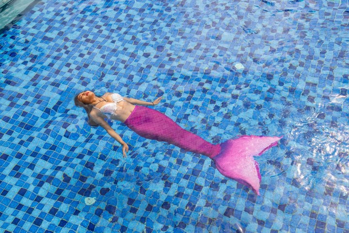 a blue pool of water